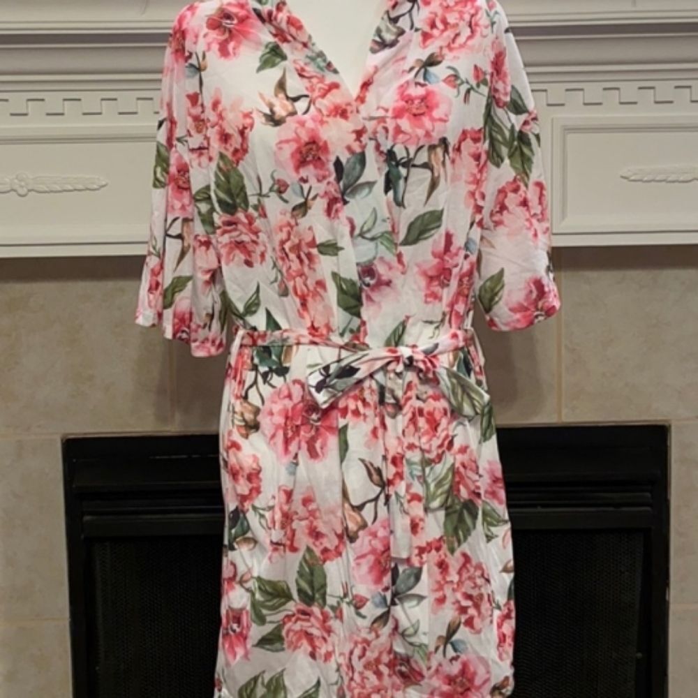 Show Me Your MuMu Kimono Robe Cover Up One Size Small Med Lrg Garden Floral Belt - Picture 8 of 15